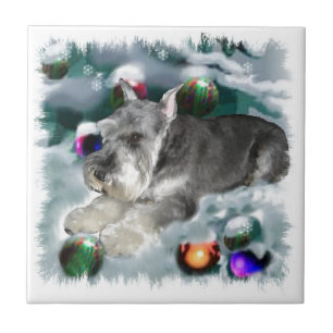 Miniatuur Schnauzer Kerstmis Tegeltje