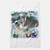 Miniatuur Schnauzer Kerstmis Theedoek (Verticaal)