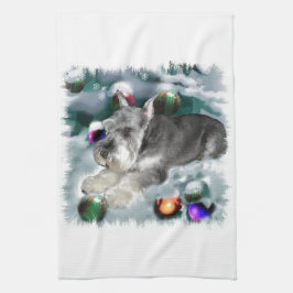 Miniatuur Schnauzer Kerstmis Theedoek