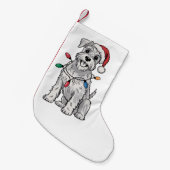Miniatuur Schnauzer Kerstmis Xmas Hond Liefhebber Kleine Kerstsok (Voorkant (Hangend))