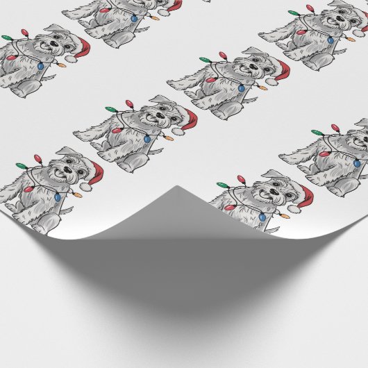Miniatuur Schnauzer Kerstmis Xmas Hondenliefhebber Cadeaupapier (Hoek)