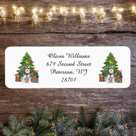 Miniatuur Schnauzer Kerstretouradres Etiket