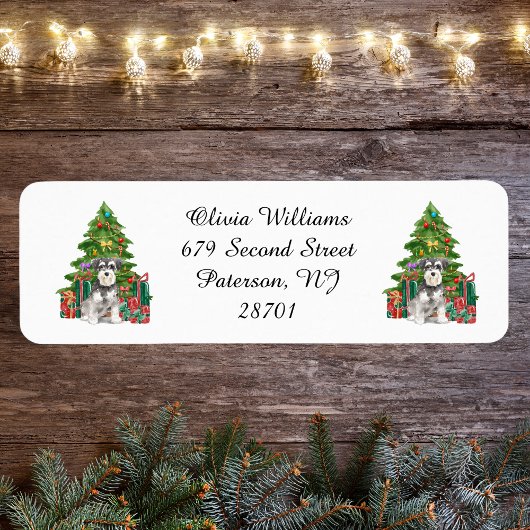 Miniatuur Schnauzer Kerstretouradres Etiket