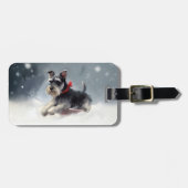 Miniatuur Schnauzer Kerstsneeuw winter Bagagelabel (Voorkant horizontaal)