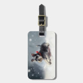 Miniatuur Schnauzer Kerstsneeuw winter Bagagelabel (Voorkant verticaal)