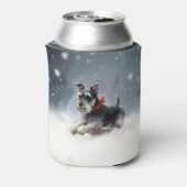 Miniatuur Schnauzer Kerstsneeuw winter Blikjeskoeler (Blikje Achterkant)