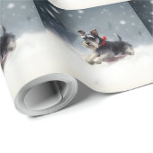 Miniatuur Schnauzer Kerstsneeuw winter Cadeaupapier (Rol Hoek)