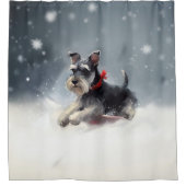 Miniatuur Schnauzer Kerstsneeuw winter Douchegordijn (Voorkant)