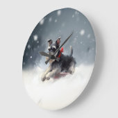 Miniatuur Schnauzer Kerstsneeuw winter Grote Klok (Hoek)