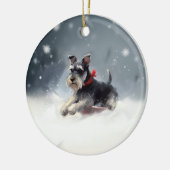 Miniatuur Schnauzer Kerstsneeuw winter Keramisch Ornament (Links)
