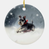 Miniatuur Schnauzer Kerstsneeuw winter Keramisch Ornament (Achterkant)