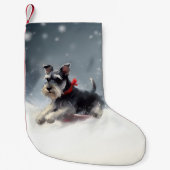 Miniatuur Schnauzer Kerstsneeuw winter Kleine Kerstsok (Voorkant)