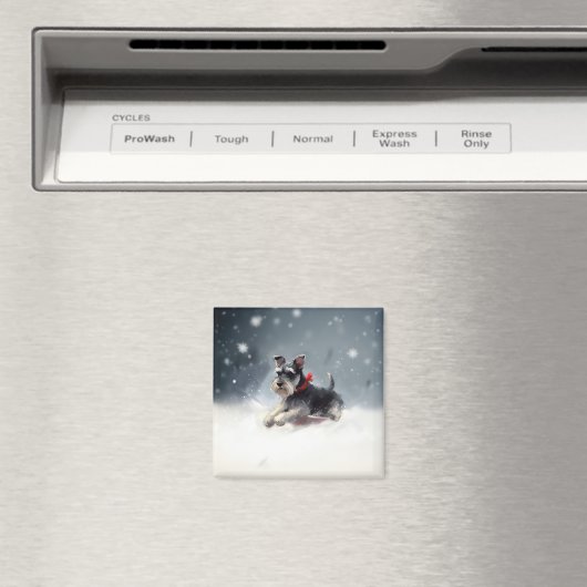 Miniatuur Schnauzer Kerstsneeuw winter Magneet (Insitu (Vaatwasser))