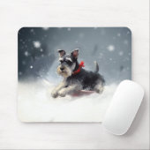 Miniatuur Schnauzer Kerstsneeuw winter Muismat (Met muis)