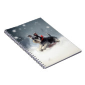 Miniatuur Schnauzer Kerstsneeuw winter Notitieboek (Rechterzijde)