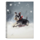 Miniatuur Schnauzer Kerstsneeuw winter Notitieboek (Voorkant)