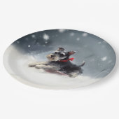 Miniatuur Schnauzer Kerstsneeuw winter Papieren Bordje (Gekanteld)