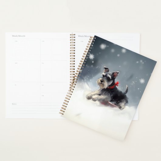 Miniatuur Schnauzer Kerstsneeuw winter Planner (Display)