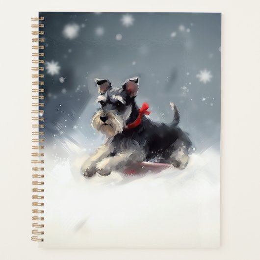 Miniatuur Schnauzer Kerstsneeuw winter Planner (Voorkant)