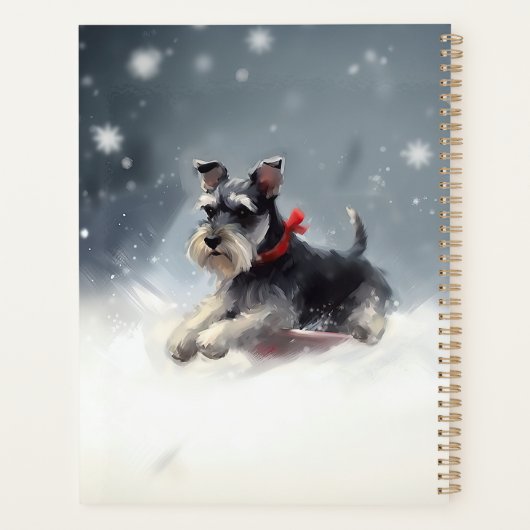Miniatuur Schnauzer Kerstsneeuw winter Planner (Achterkant)
