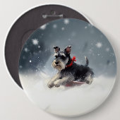 Miniatuur Schnauzer Kerstsneeuw winter Ronde Button 6,0 Cm (Voorkant /achterkant)