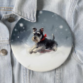 Miniatuur Schnauzer Kerstsneeuw winter Ronde Button 6,0 Cm (In situ)