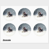 Miniatuur Schnauzer Kerstsneeuw winter Ronde Sticker (Vel)