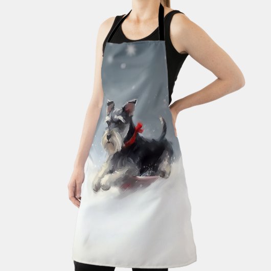 Miniatuur Schnauzer Kerstsneeuw winter Schort (Insitu)