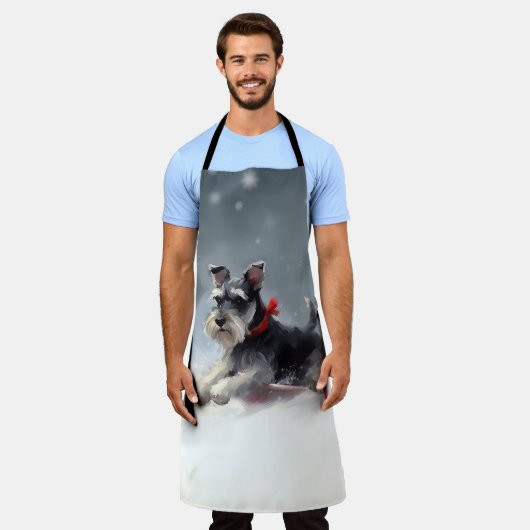 Miniatuur Schnauzer Kerstsneeuw winter Schort (Gedragen)