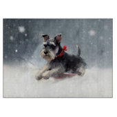 Miniatuur Schnauzer Kerstsneeuw winter Snijplank (Voorkant)
