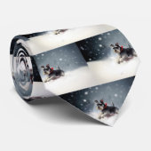 Miniatuur Schnauzer Kerstsneeuw winter Stropdas (Opgerold)