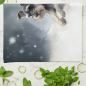 Miniatuur Schnauzer Kerstsneeuw winter Theedoek (Gevouwen)