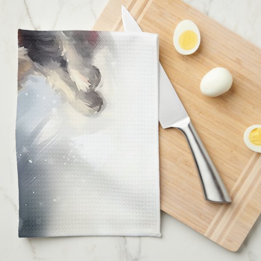 Miniatuur Schnauzer Kerstsneeuw winter Theedoek (Quarter Fold)