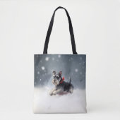 Miniatuur Schnauzer Kerstsneeuw winter Tote Bag (Voorkant)