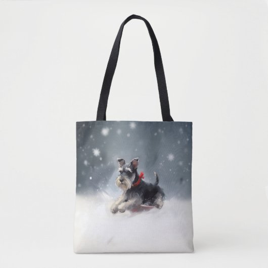 Miniatuur Schnauzer Kerstsneeuw winter Tote Bag (Voorkant)