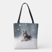 Miniatuur Schnauzer Kerstsneeuw winter Tote Bag (Achterkant)