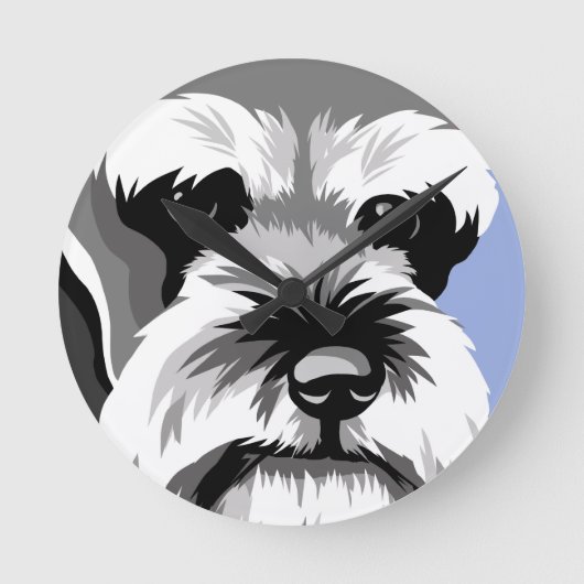 Miniatuur Schnauzer-klokken Ronde Klok (Voorkant)