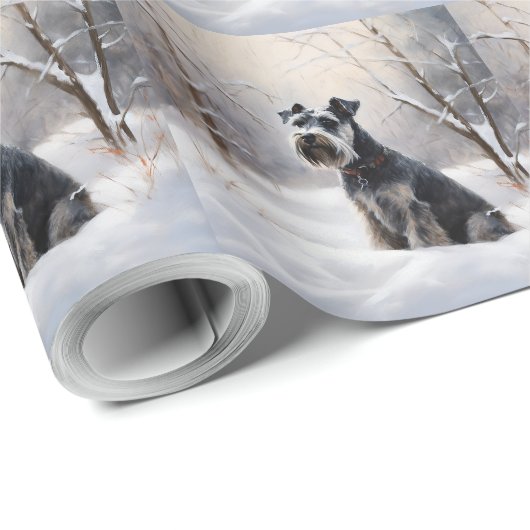 Miniatuur Schnauzer Laat Het Sneeuw Kerstmis Cadeaupapier (Rol Hoek)