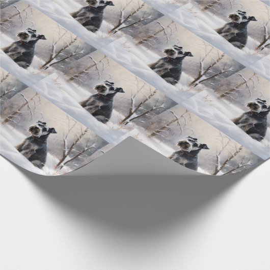 Miniatuur Schnauzer Laat Het Sneeuw Kerstmis Cadeaupapier (Hoek)