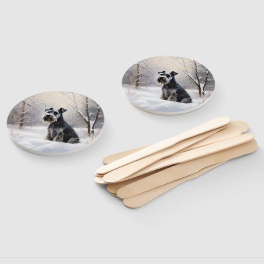 Miniatuur Schnauzer Laat Het Sneeuw Kerstmis Handwaaier (Niet-gemonteerd)