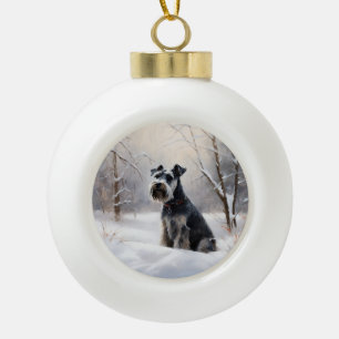 Miniatuur Schnauzer Laat Het Sneeuw Kerstmis Keramische Bal Ornament