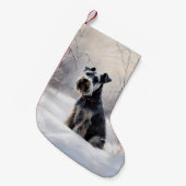 Miniatuur Schnauzer Laat Het Sneeuw Kerstmis Kleine Kerstsok (Voorkant (Hangend))