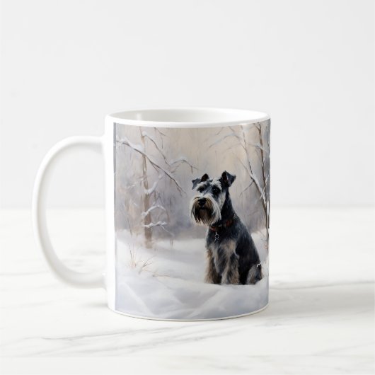 Miniatuur Schnauzer Laat Het Sneeuw Kerstmis Koffiemok (Links)