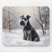Miniatuur Schnauzer Laat Het Sneeuw Kerstmis Muismat (Voorkant)