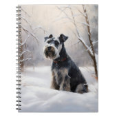 Miniatuur Schnauzer Laat Het Sneeuw Kerstmis Notitieboek (Voorkant)