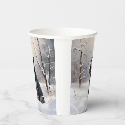 Miniatuur Schnauzer Laat Het Sneeuw Kerstmis Papieren Bekers (Rechts)