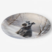 Miniatuur Schnauzer Laat Het Sneeuw Kerstmis Papieren Bordje (Gekanteld)