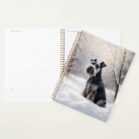 Miniatuur Schnauzer Laat Het Sneeuw Kerstmis Planner (Display)