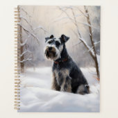 Miniatuur Schnauzer Laat Het Sneeuw Kerstmis Planner (Voorkant)