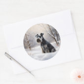 Miniatuur Schnauzer Laat Het Sneeuw Kerstmis Ronde Sticker (Envelop)